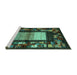 Sideview of Machine Washable Abstract Turquoise Contemporary Area Rugs, wshcon1501turq