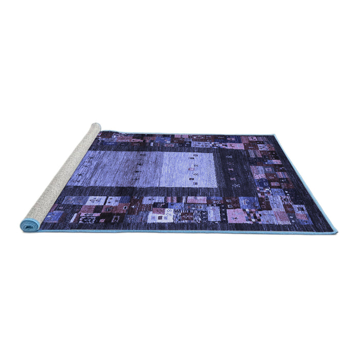 Sideview of Machine Washable Abstract Blue Contemporary Rug, wshcon1501blu