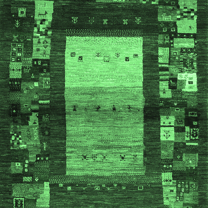 Machine Washable Abstract Emerald Green Contemporary Area Rugs, wshcon1501emgrn