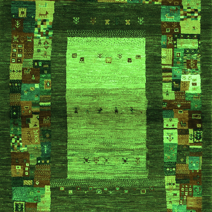 Serging Thickness of Machine Washable Abstract Green Contemporary Area Rugs, wshcon1501grn
