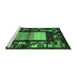 Sideview of Machine Washable Abstract Emerald Green Contemporary Area Rugs, wshcon1501emgrn