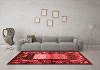 Machine Washable Abstract Red Contemporary Rug, wshcon1501red