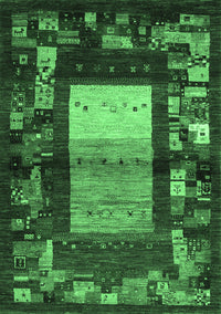 Abstract Emerald Green Contemporary Rug, con1501emgrn