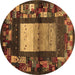 Round Abstract Brown Contemporary Rug, con1501brn