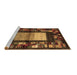 Sideview of Machine Washable Abstract Brown Contemporary Rug, wshcon1501brn