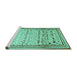 Sideview of Machine Washable Abstract Turquoise Contemporary Area Rugs, wshcon1502turq