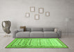 Machine Washable Abstract Green Contemporary Area Rugs in a Living Room,, wshcon1502grn