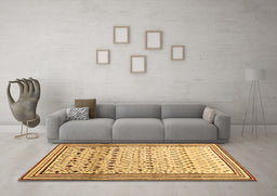 Machine Washable Abstract Brown Contemporary Rug in a Living Room,, wshcon1502brn