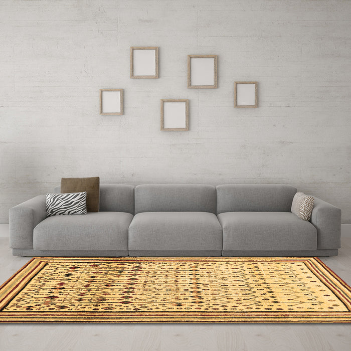 Machine Washable Abstract Brown Contemporary Rug in a Living Room,, wshcon1502brn