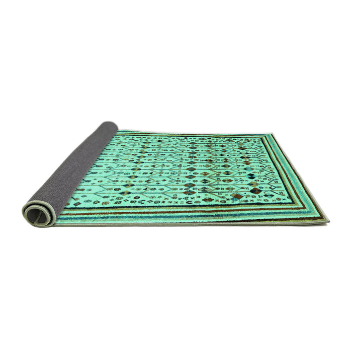 Sideview of Abstract Turquoise Contemporary Rug, con1502turq