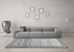 Machine Washable Abstract Gray Contemporary Rug in a Living Room,, wshcon1502gry