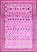 Machine Washable Abstract Pink Contemporary Rug, wshcon1502pnk