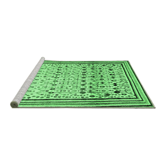 Sideview of Machine Washable Abstract Emerald Green Contemporary Area Rugs, wshcon1502emgrn