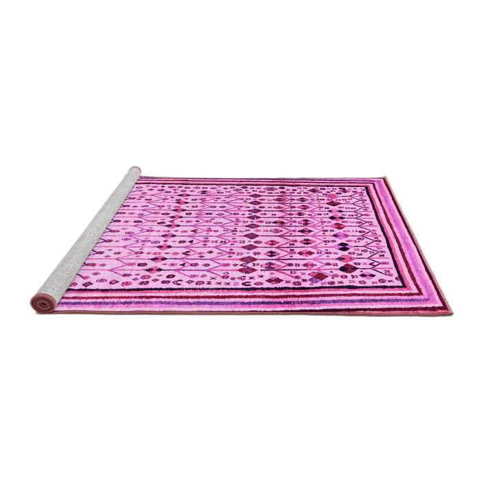 Sideview of Machine Washable Abstract Pink Contemporary Rug, wshcon1502pnk