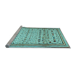 Sideview of Machine Washable Abstract Light Blue Contemporary Rug, wshcon1502lblu