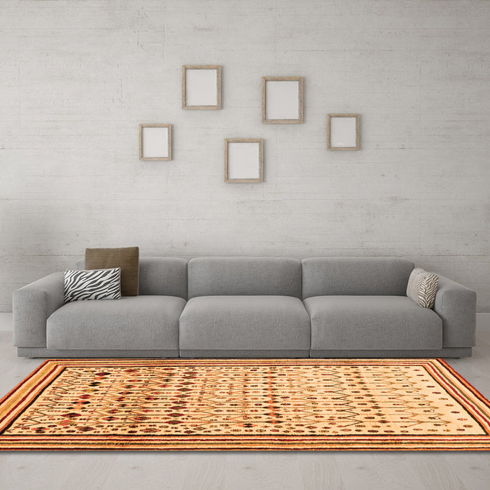 Machine Washable Abstract Orange Contemporary Area Rugs in a Living Room, wshcon1502org