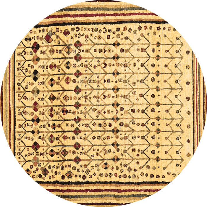 Round Machine Washable Abstract Brown Contemporary Rug, wshcon1502brn