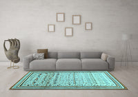 Machine Washable Abstract Light Blue Contemporary Rug, wshcon1502lblu