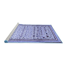 Sideview of Machine Washable Abstract Blue Contemporary Rug, wshcon1502blu