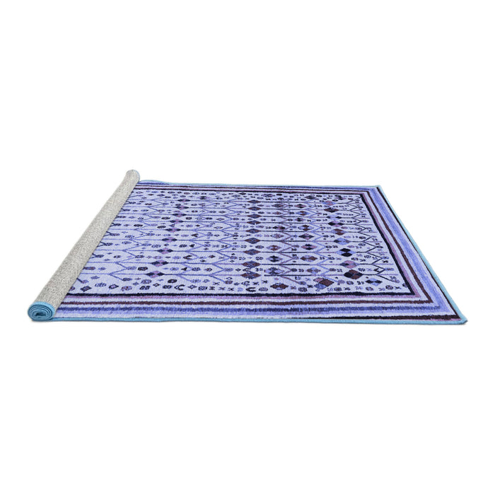 Sideview of Machine Washable Abstract Blue Contemporary Rug, wshcon1502blu