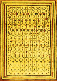 Abstract Yellow Contemporary Rug, con1502yw