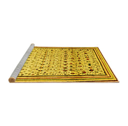Sideview of Machine Washable Abstract Yellow Contemporary Rug, wshcon1502yw