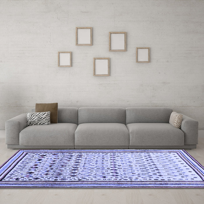 Machine Washable Abstract Blue Contemporary Rug in a Living Room, wshcon1502blu