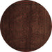 Round Abstract Brown Contemporary Rug, con1503brn