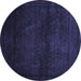 Round Machine Washable Abstract Blue Contemporary Rug, wshcon1503blu