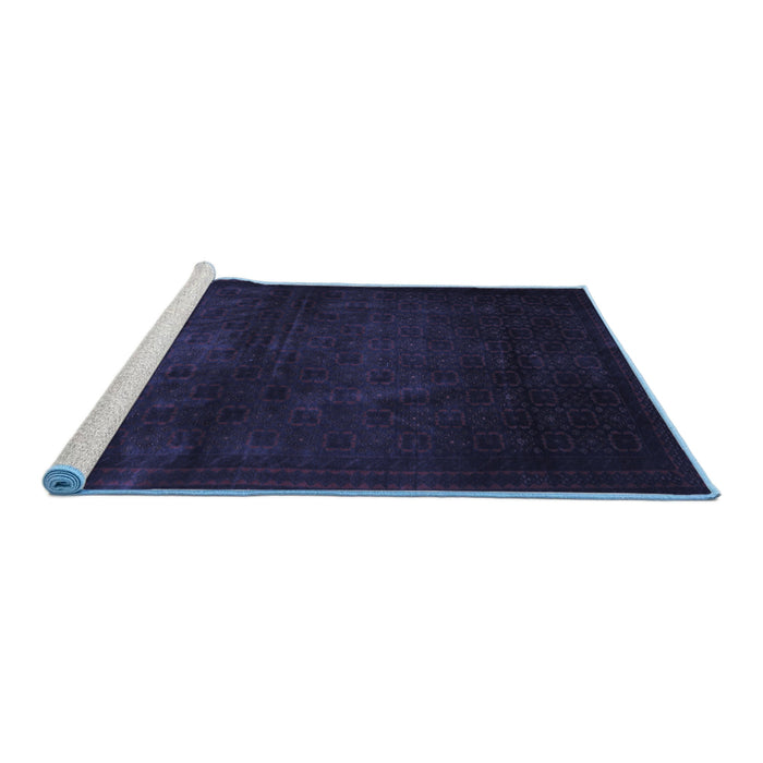 Sideview of Machine Washable Abstract Blue Contemporary Rug, wshcon1503blu