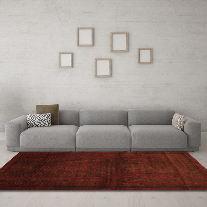 Machine Washable Abstract Orange Contemporary Area Rugs in a Living Room, wshcon1503org