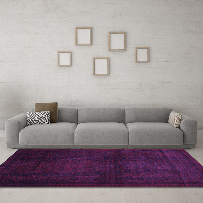 Machine Washable Abstract Purple Contemporary Area Rugs in a Living Room, wshcon1503pur