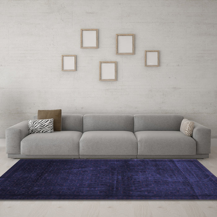 Machine Washable Abstract Blue Contemporary Rug in a Living Room, wshcon1503blu