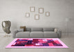 Machine Washable Abstract Pink Contemporary Rug in a Living Room, wshcon1504pnk