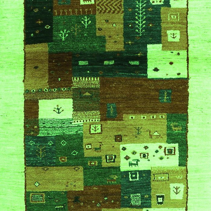 Serging Thickness of Machine Washable Abstract Green Contemporary Area Rugs, wshcon1504grn