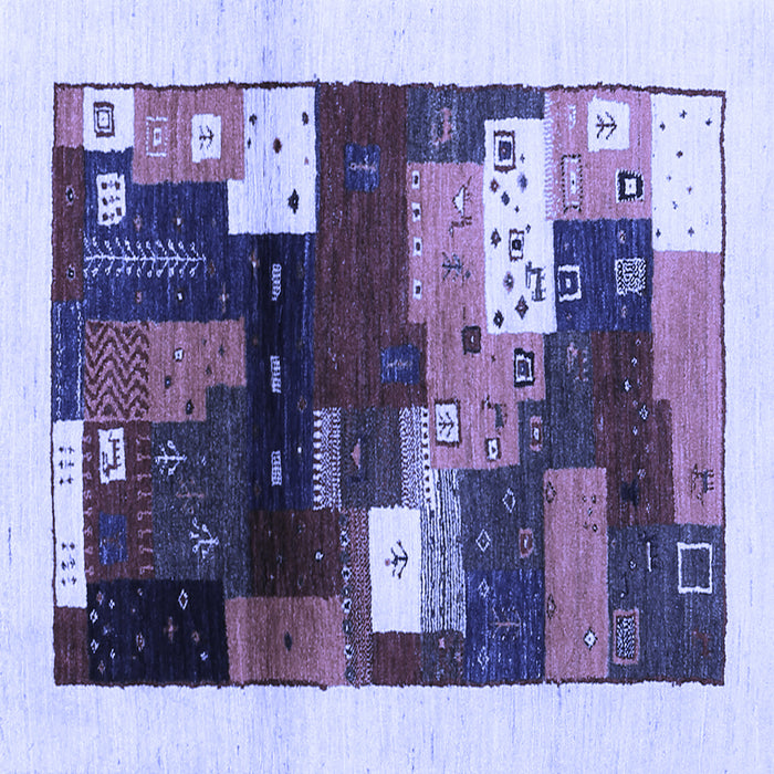 Square Machine Washable Abstract Blue Contemporary Rug, wshcon1504blu