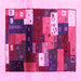 Square Machine Washable Abstract Pink Contemporary Rug, wshcon1504pnk