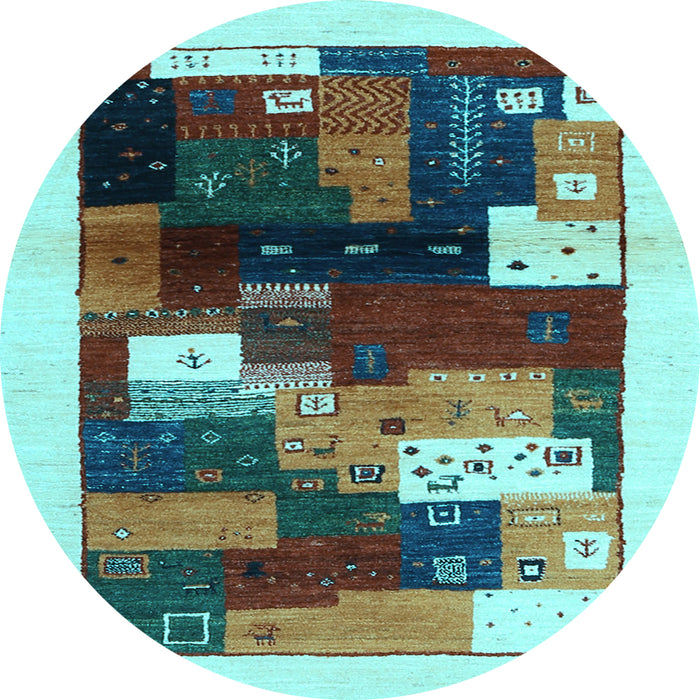 Round Machine Washable Abstract Light Blue Contemporary Rug, wshcon1504lblu