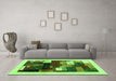 Machine Washable Abstract Green Contemporary Area Rugs in a Living Room,, wshcon1504grn