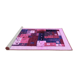 Sideview of Machine Washable Abstract Purple Contemporary Area Rugs, wshcon1504pur