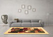 Machine Washable Abstract Brown Contemporary Rug in a Living Room,, wshcon1504brn