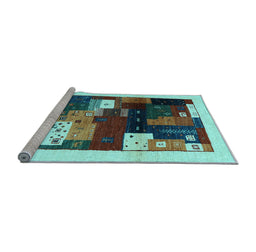 Sideview of Machine Washable Abstract Light Blue Contemporary Rug, wshcon1504lblu
