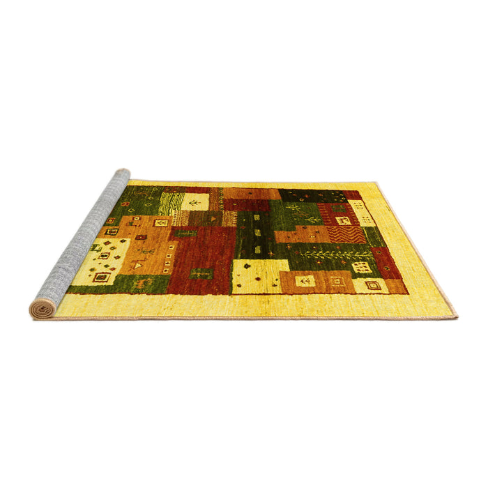 Sideview of Machine Washable Abstract Yellow Contemporary Rug, wshcon1504yw