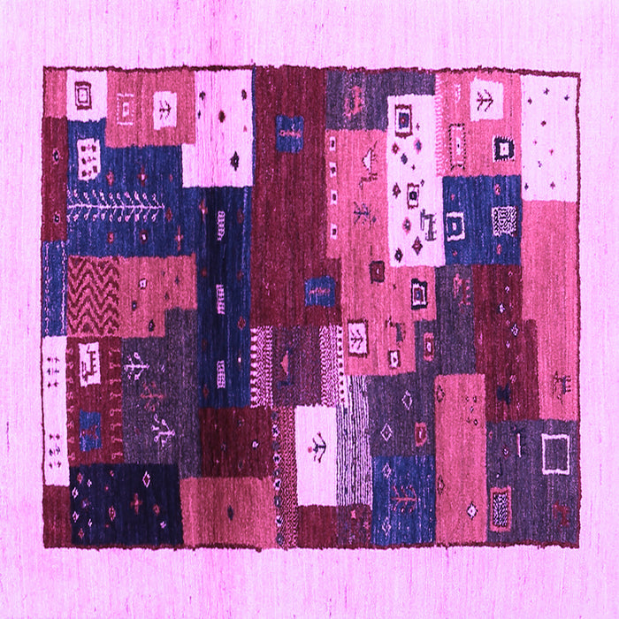 Square Machine Washable Abstract Purple Contemporary Area Rugs, wshcon1504pur