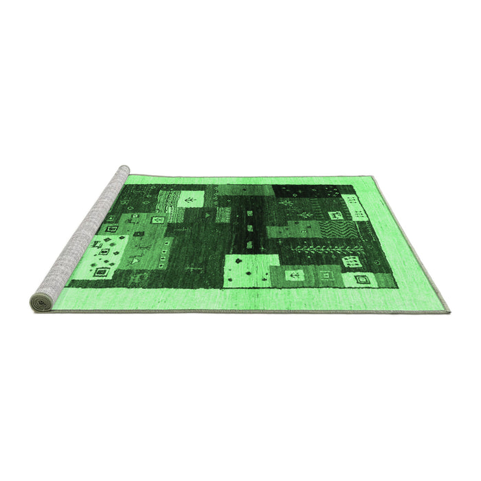 Sideview of Machine Washable Abstract Emerald Green Contemporary Area Rugs, wshcon1504emgrn