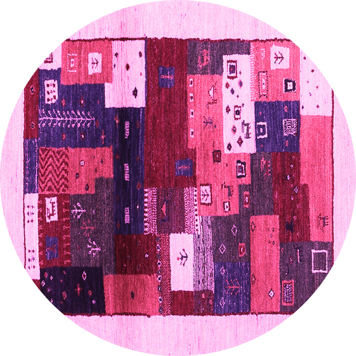 Round Abstract Pink Contemporary Rug, con1504pnk