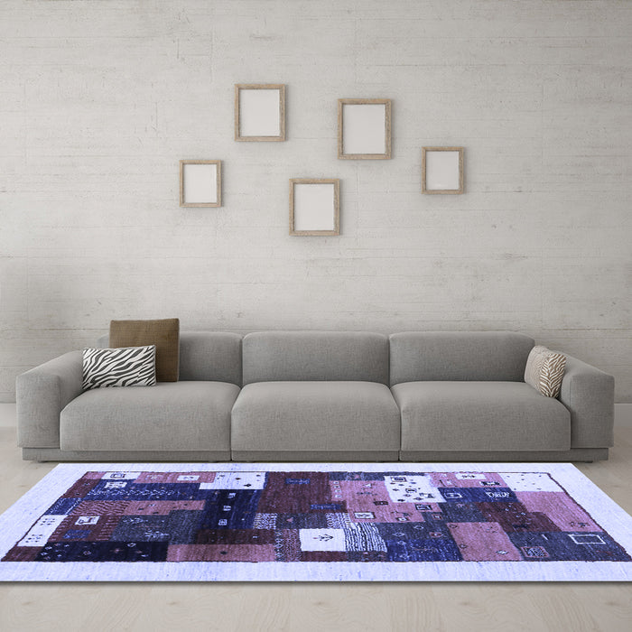 Machine Washable Abstract Blue Contemporary Rug in a Living Room, wshcon1504blu
