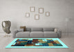 Machine Washable Abstract Light Blue Contemporary Rug in a Living Room, wshcon1504lblu