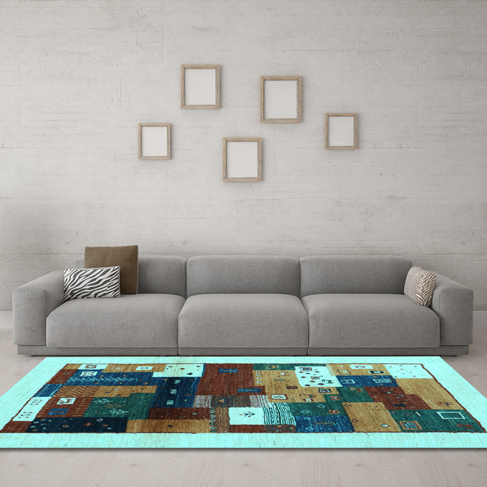Machine Washable Abstract Light Blue Contemporary Rug in a Living Room, wshcon1504lblu