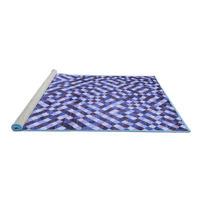 Sideview of Machine Washable Abstract Blue Contemporary Rug, wshcon1505blu